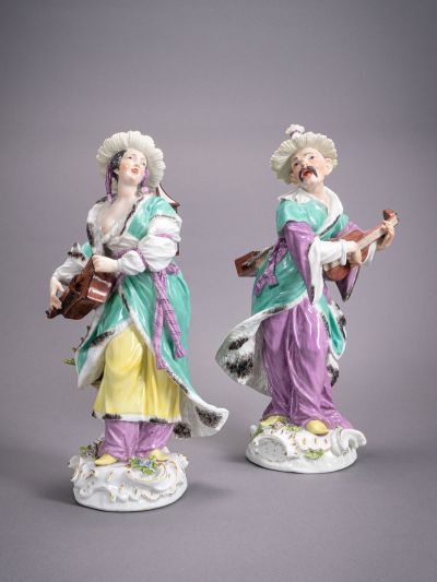 A Pair of large Meissen Malabar figures