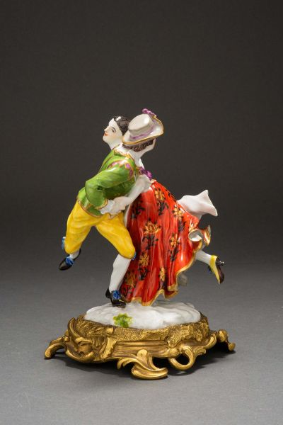 Harlequin with girl, dancing the Mazurka