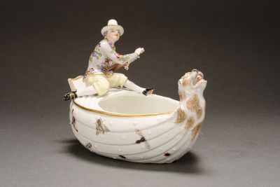 Meissen barge with skipper as spice box