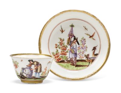 Early chinoiserie cup with saucer