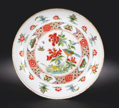 Round bowl, painted in ‘famille verte’ style according to a Chinese model