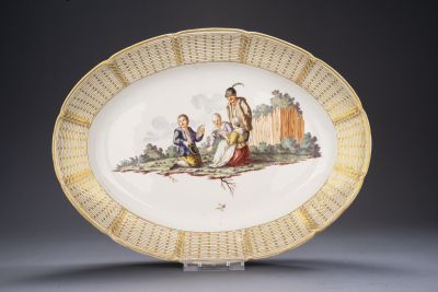 Oval Nymphenburg platter, painted by Joseph Kaltner